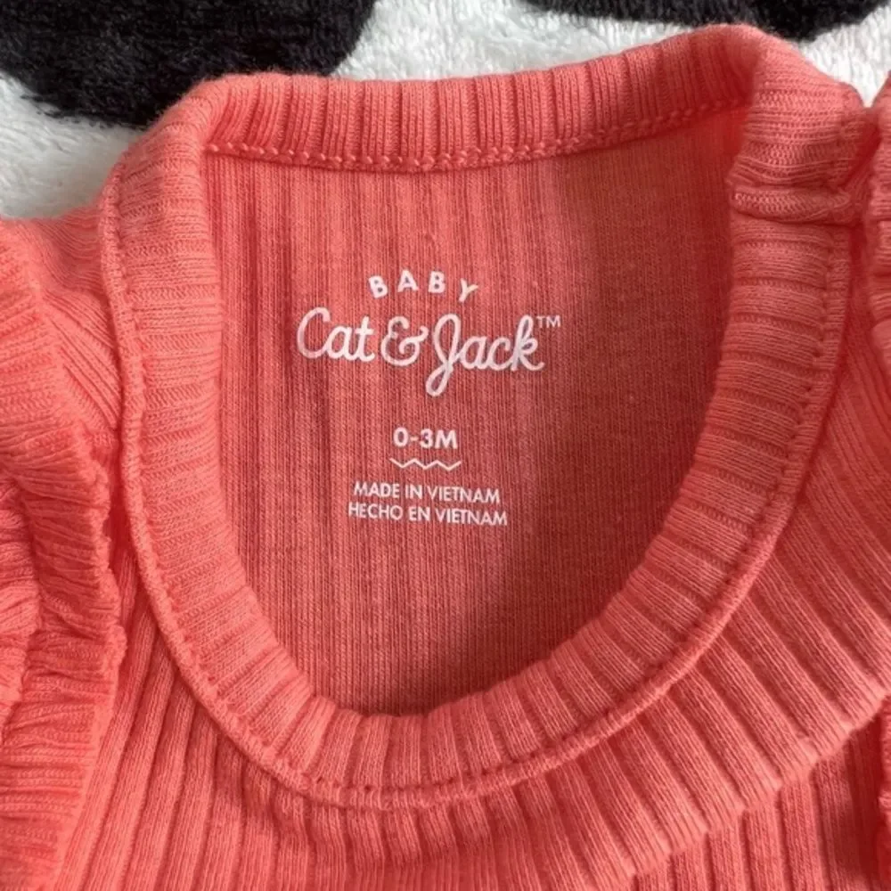 Baby Cat and Jack Girl's‎ Orange Ribbed Romper with Matching Bow 0-3 months